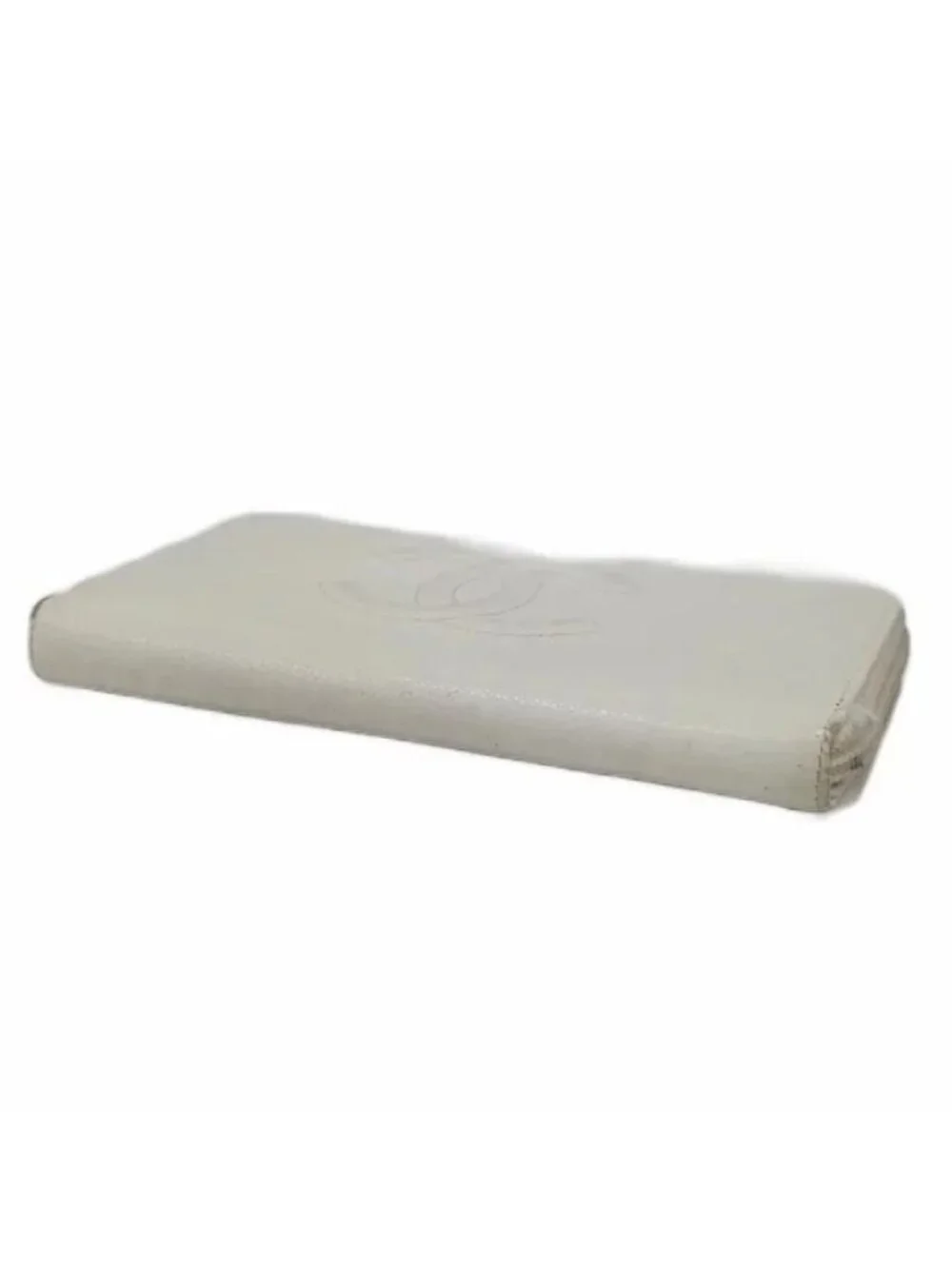 Chanel CC Logo Caviar Leather Wallet Zip Around Coin Purse Ivory